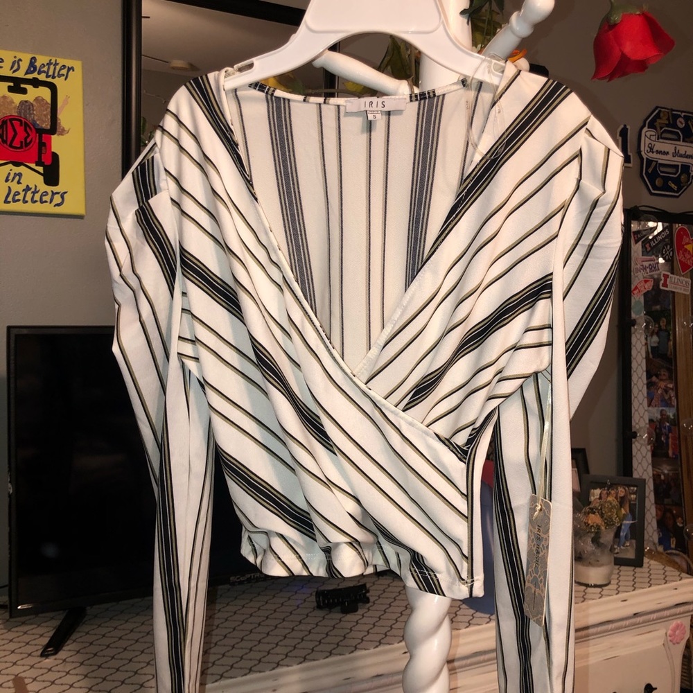 NWT Striped White Top